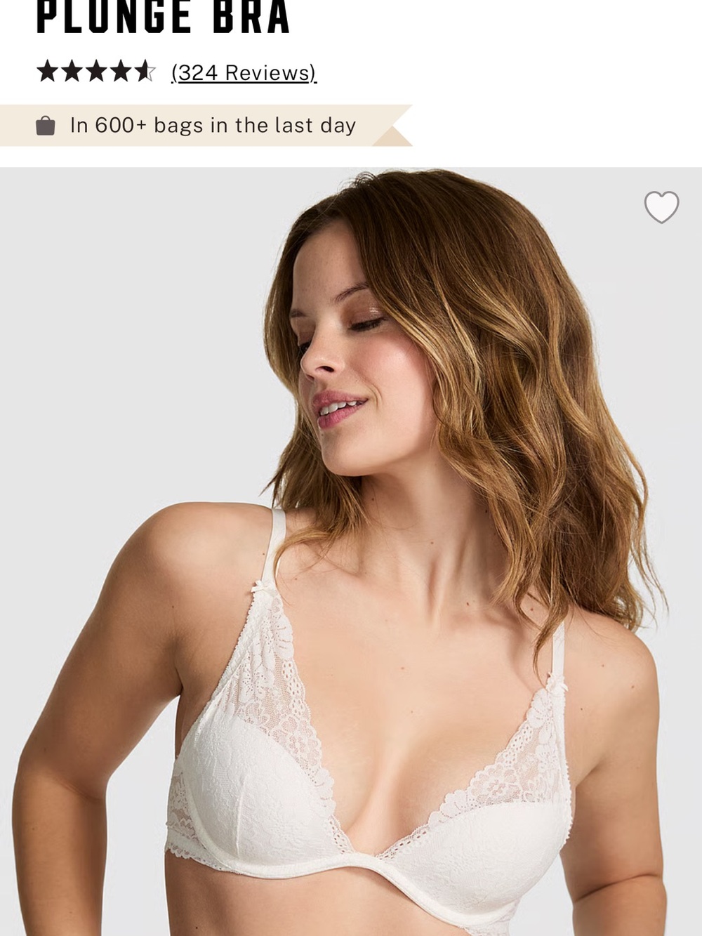 PINK Victoria's Secret Lace Plunge Bra in Ivory